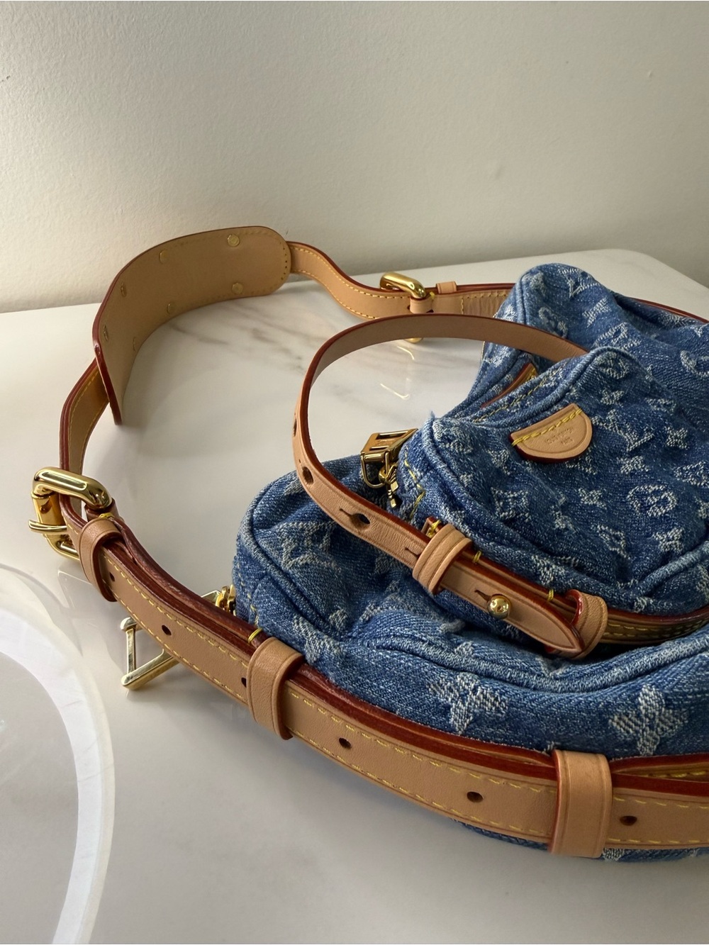 Louis Vuitton Croissant MM Monogram Denim Blue M46856 + Matching Pochette - Picture 6 of 8